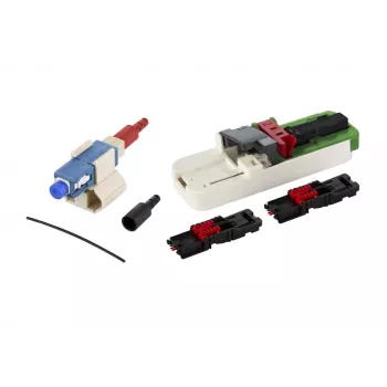 METZ CONNECT SC/UPC Stecker (männlich) OS2 Singlemode, beiges Gehäuse, blauer Knickschutz, 20er-Pack