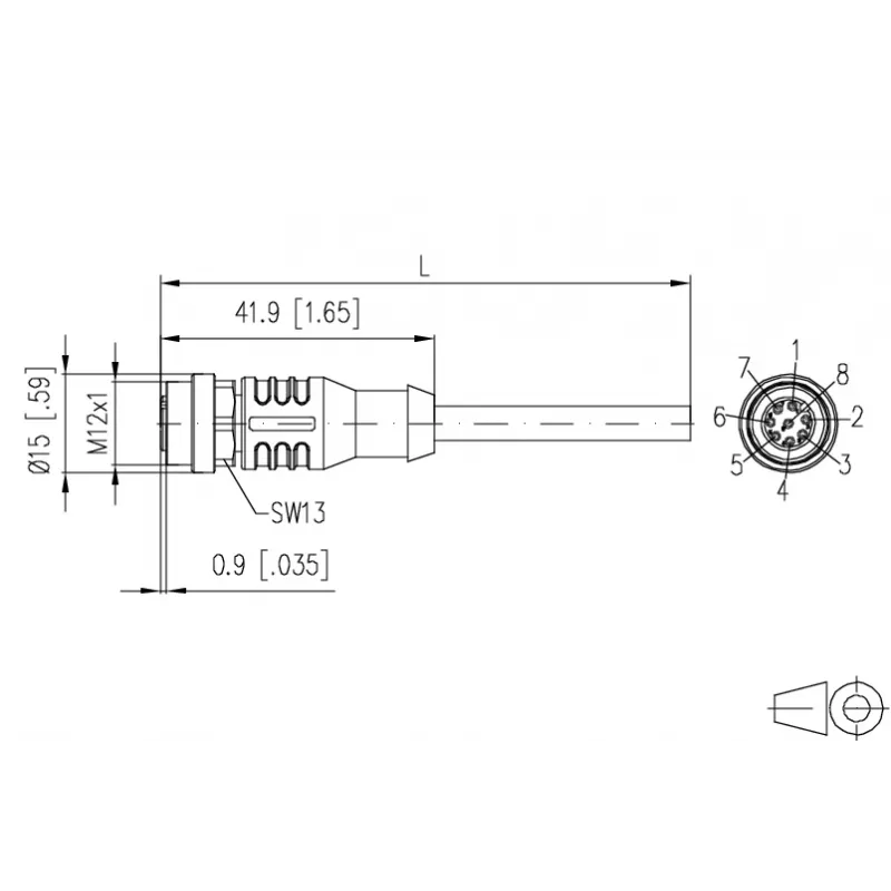 METZ CONNECT 142MKA20050 Sensor-/Aktuator-Kabel, M12 Buchse auf offenes Ende, 5m, grau, PVC