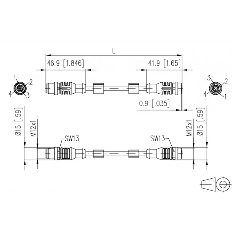 METZ CONNECT Netzwerkkabel M12 (4-Pin)