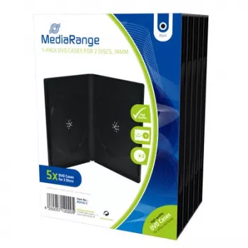 MEDIARANGE Retail Pack DVD Case Double - DVD Video Box - Kapazität: 2 CD/DVD - Schwarz (5er-Pack)