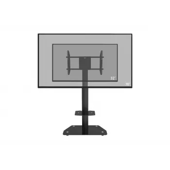 celexon Professional Adjust-3270MP Portrait Mobile Display Stand Trolley für 32-70 Zoll Bildschirme, eloxiertes Aluminium, Milchglas, Schwarz