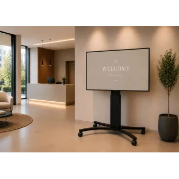 celexon Expert Adjust-4286MB Mobiler Display-Wagen für 42 inch-86 inch Bildschirme, eloxiertes Aluminium, Schwarz (RAL 9005)