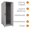 IT-BUDGET 19-Zoll Netzwerkschrank SRK - 42U - Breite x Tiefe 800x800 mm - Sicht-/Stahlblechtür - Kabelkanäle - vormontiert - Lichtgrau (99ITB19SRK4288GGNM)