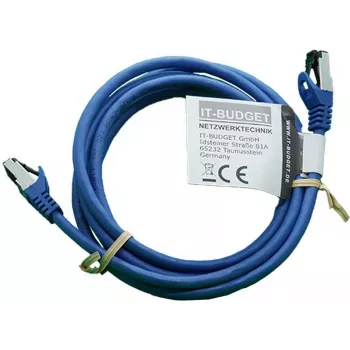 IT-BUDGET Full Copper Premium Patchkabel - Flex AWG 26 - Cat.8.1 - 2000 MHz - halogenfrei - PoE+ - 40 Gbit - Blau - 2 m