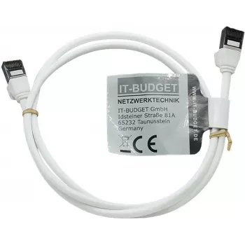 IT-BUDGET Full Copper Premium Patchkabel - Slim AWG 28 - Cat.8.1 - 2000 MHz - Halogenfrei - PoE+ - 40 Gbit - Weiß - 1,5 m (90ITBSLIM81PK15W)