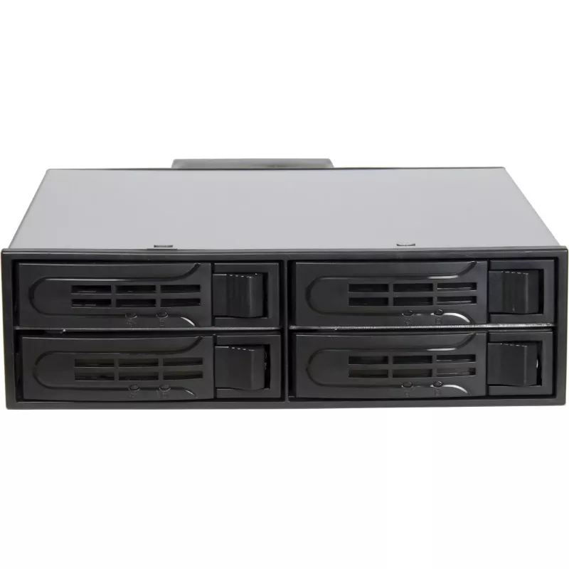 Inter-Tech IPC ST-5244 4-Bay 2,5 inch SATA/SAS Hot-Swap Mobile Rack für 5,25 inch Bay, Schwarz