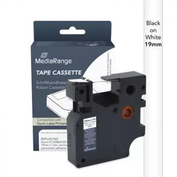 MediaRange Kompatible Dymo D1 Etikettenband-Kassette 19mm x 7m Schwarz auf Weiß (MRDY45803)