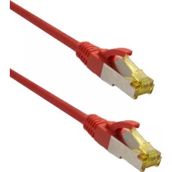 IT-BUDGET Full Copper Premium Patchkabel - Super Flex TPE - Cat.6A - mit Cat.7 Rohkabel - 600 MHz - Halogenfrei - PoE+ - 10GBit - Rot - 1 m