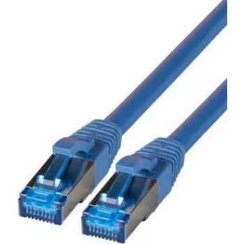 IT-BUDGET Full Copper Premium Patchkabel - Super Flex TPE - Cat.6A - 500MHz - LSZH - PoE+ - AWG 27 - Blau - 0,25 m