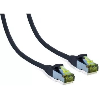 IT-BUDGET Premium Patchkabel Cat.6A mit Cat.7 Rohkabel - 600 MHz - LSZH - PoE+ - 10 Gbit - Schwarz - 15 m