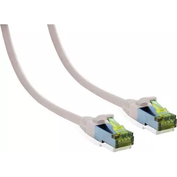 IT-BUDGET Full Copper Premium Patchkabel - Cat.6A mit Cat.7 Rohkabel - 600 MHz - halogenfrei - PoE+ - 10GBit - Weiß - 1,5 m