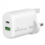 MediaRange 25W GaN Fast Charger UK Plug, 1x USB-C & 1x USB-A, PD & QC, Weiß (MRMA112-UK)