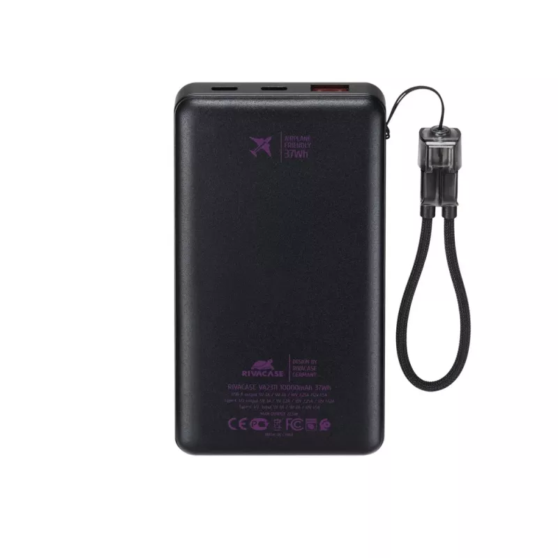 RIVACASE VA2311 Power Bank 10000 mAh 22,5W Schwarz