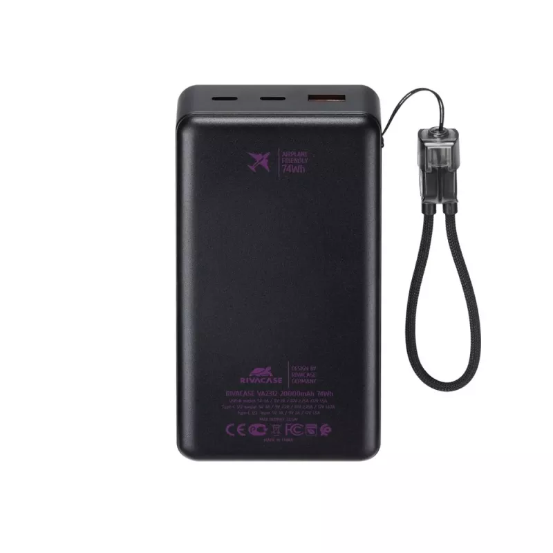 Rivacase VA2312 Power Bank 20000 mAh 22,5W Schwarz