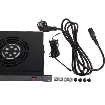 Rockstable 1U 19-Zoll-Lüftungselement - Lüfter - Schwarz - Stahl - 2 Lüfter - 12 cm - 330 m³/h (RS19-FT1U2TM)