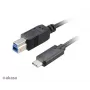 Akasa USB 3.1 Gen2 Kabel C - B USB-C Stecker auf USB-B Stecker - 1m Schwarz