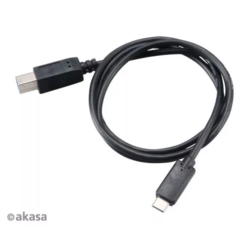 Akasa USB 3.1 Gen2 Kabel C - B USB-C Stecker auf USB-B Stecker - 1m Schwarz