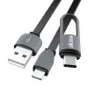 Akasa AK-CBUB35-10BK USB 2.0 Kabel - USB A auf Micro-USB B mit USB-C Adapter - 1 m - Schwarz