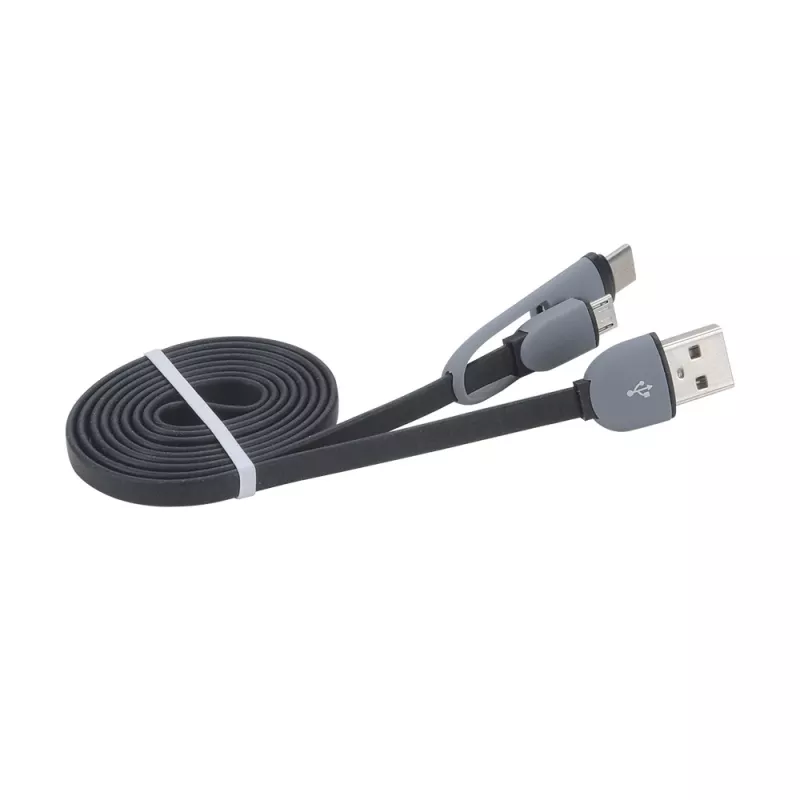 Akasa AK-CBUB35-10BK USB 2.0 Kabel - USB A auf Micro-USB B mit USB-C Adapter - 1 m - Schwarz
