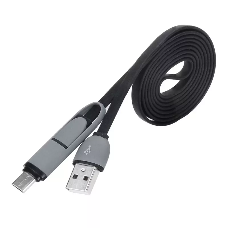 Akasa AK-CBUB35-10BK USB 2.0 Kabel - USB A auf Micro-USB B mit USB-C Adapter - 1 m - Schwarz