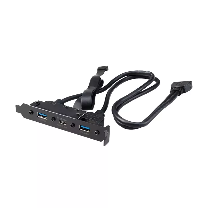 Akasa USB 3.1 Gen 2 Internes Adapterkabel mit zwei USB 3.0 Typ-A Anschlüssen - 50 cm - Schwarz