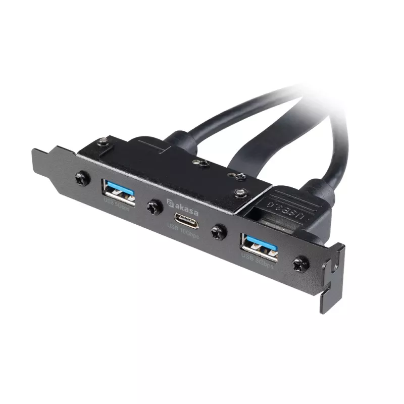 Akasa USB 3.1 Gen 2 Internes Adapterkabel mit zwei USB 3.0 Typ-A Anschlüssen - 50 cm - Schwarz