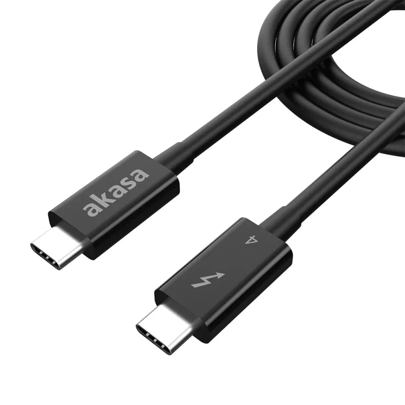 Akasa Thunderbolt 4 USB-C auf USB-C Kabel 1m 40Gbps 100W PD 8K60Hz Schwarz