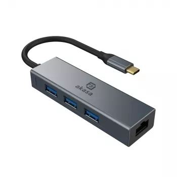 Akasa USB Type-C 4-In-1 Hub mit Ethernet 1 x RJ45 3 USB-A USB 3.2 Gen 1