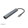 Akasa AK-CBCA22-18BK USB-C Multiport Adapter - USB 3.2 Gen 1 Type-C auf HDMI, RJ-45, USB-A - Aluminium - Schwarz - 18 cm