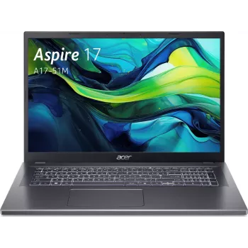 Acer Aspire 17 A17-51M Laptop - Intel Core 5 120U 1,4 GHz - 16 GB DDR5 RAM - 1.024 TB NVMe SSD - 17,3 inch Full HD LED - Windows 11 Pro - Intel Graphics - Wi-Fi 6E - Bluetooth 5.3 - Silber/Schwarz