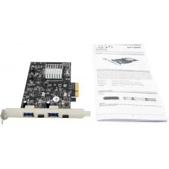 EXSYS EX-12005 PCI Express USB 3.2 Gen 2 (10 Gbps) 2-Port USB-A Host Controller Card mit Low-Profile-Bracket
