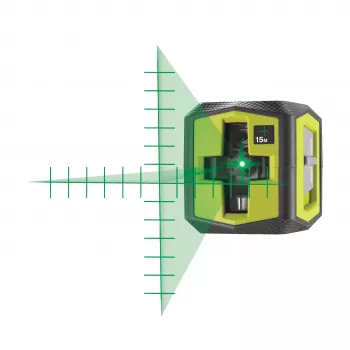 RYOBI Kreuzlinienlaser, grüner Strahl, Reichweite 15 m