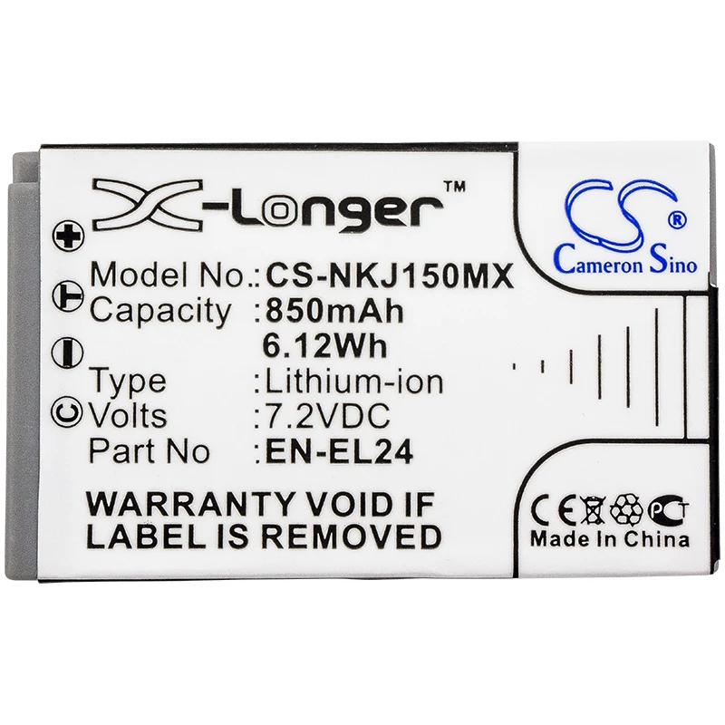 Cameron Sino CS-NKJ150MX Ersatzakku für Nikon EN-EL24 (850mAh, 7,2V, Li-Ion)