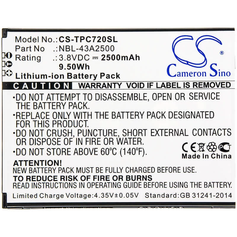 CAMERON SINO Akku Typ TP-Link Neffos NBL-43A2500 für C7s TP7051A TP7051C / CS-TPC720SL
