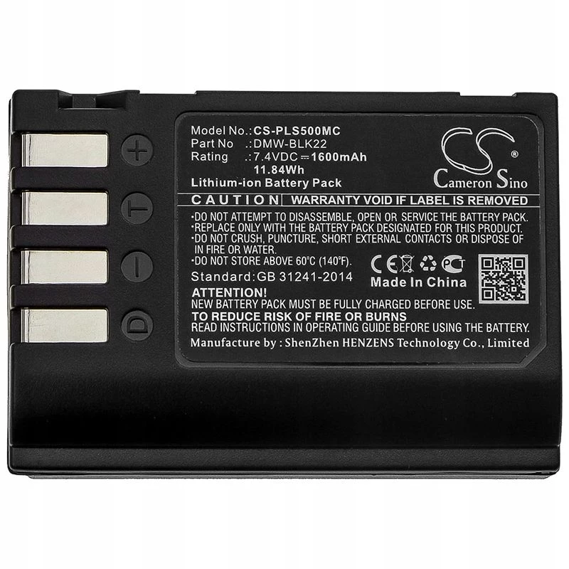 Cameron Sino Ersatzakku für Panasonic DMW-BLK22 / DMW-BLK22GK, 2200mAh, 7.2V, Li-Ion