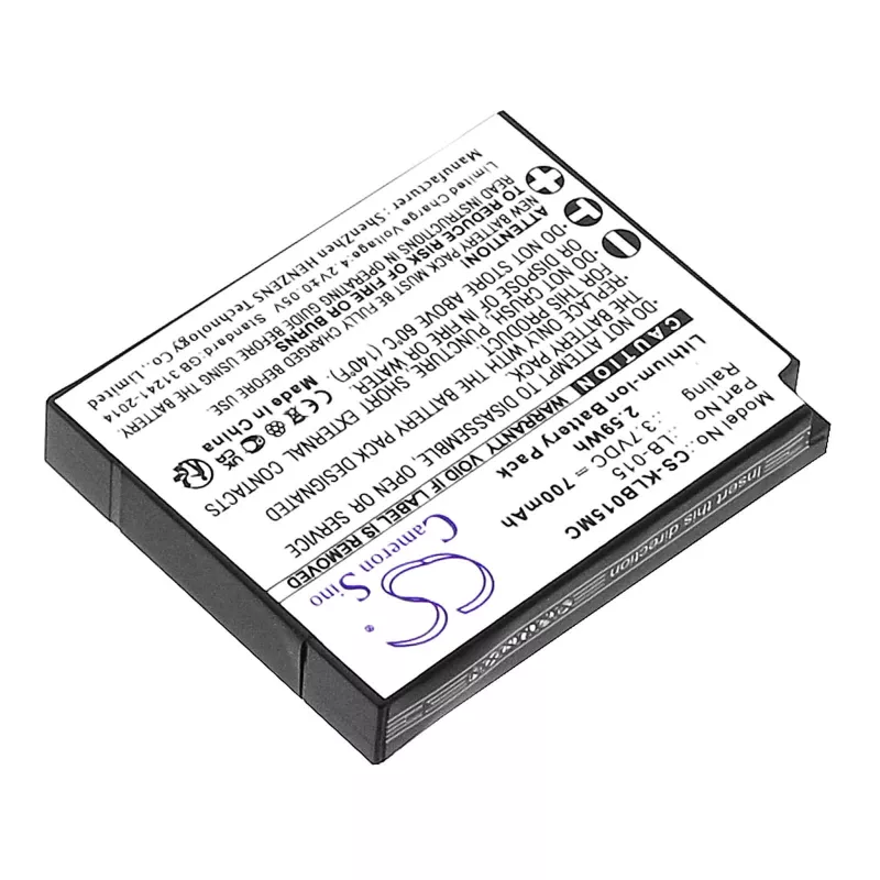 Cameron Sino CS-KLB015MC Ersatzakku für Kodak LB-015, WPZ2, 3,7V 750mAh Li-Ion