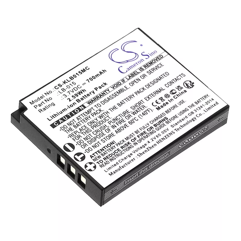 Cameron Sino CS-KLB015MC Ersatzakku für Kodak LB-015, WPZ2, 3,7V 750mAh Li-Ion