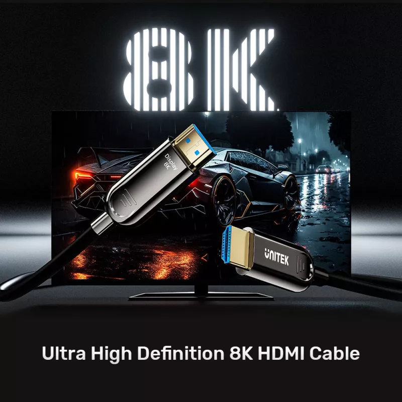 UNITEK HDMI 2.1 Active Optical Cable (AOC) 8K 60Hz 4K 120Hz 100m Schwarz