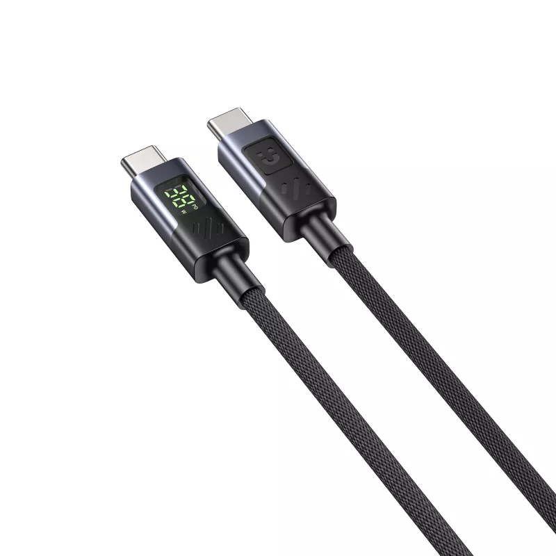 UNITEK USB-C PD 60W 480Mbps Kabel mit Display 2m geflochten Schwarz