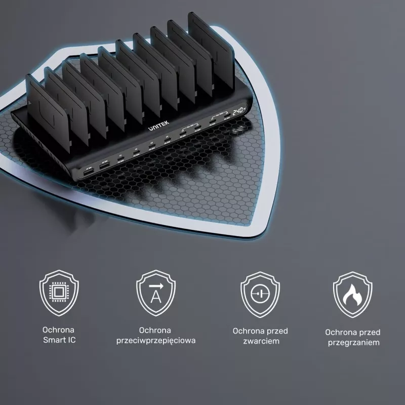 UNITEK 10-Port USB-C & USB-A 240W Charging Station