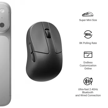 Keychron M4-A23 PixArt 3950 8K Wireless Gaming Mouse Schwarz