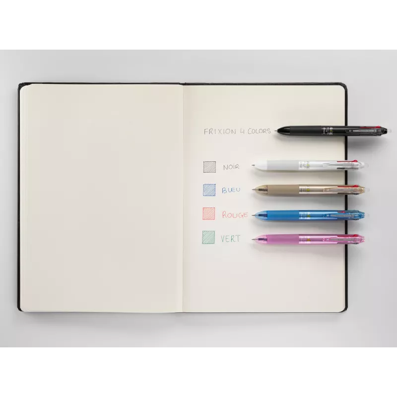 PILOT PEN FriXion Ball 4 Radierbarer Gelstift 4-in-1 Schwarzes Gehäuse 0,5 mm Extrafein