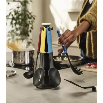 Joseph Joseph Elevate 6-teiliges mehrfarbiges Küchenhelfer-Set mit drehbarem Aufbewahrungsständer
