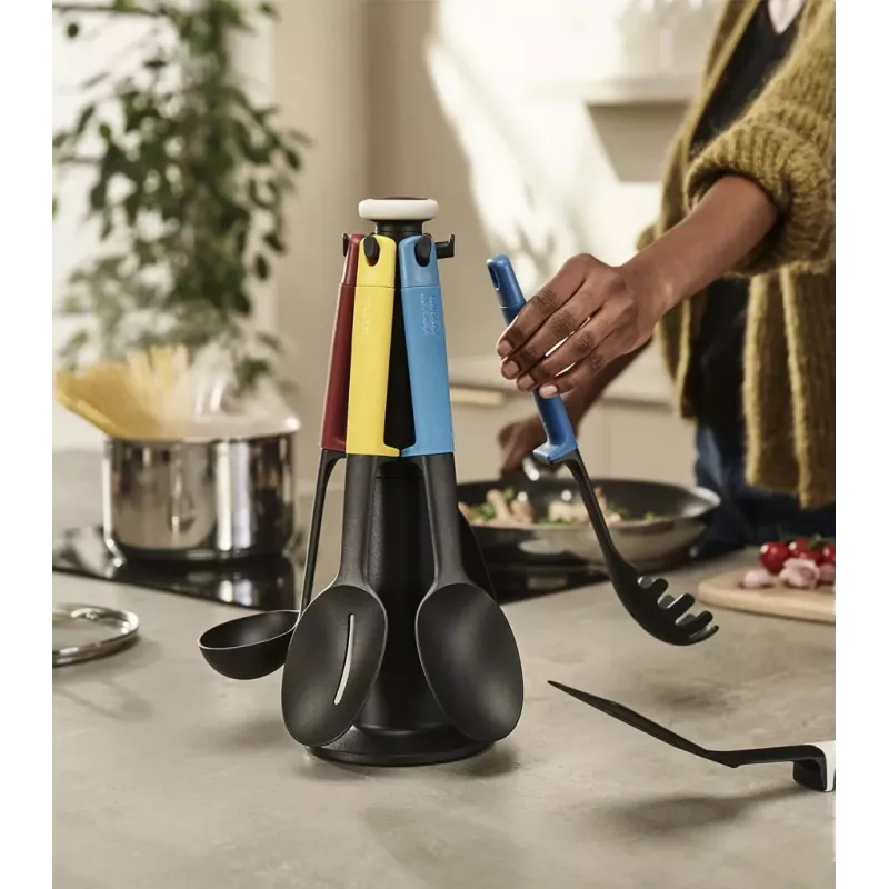 Joseph Joseph Elevate 6-teiliges mehrfarbiges Küchenhelfer-Set mit drehbarem Aufbewahrungsständer