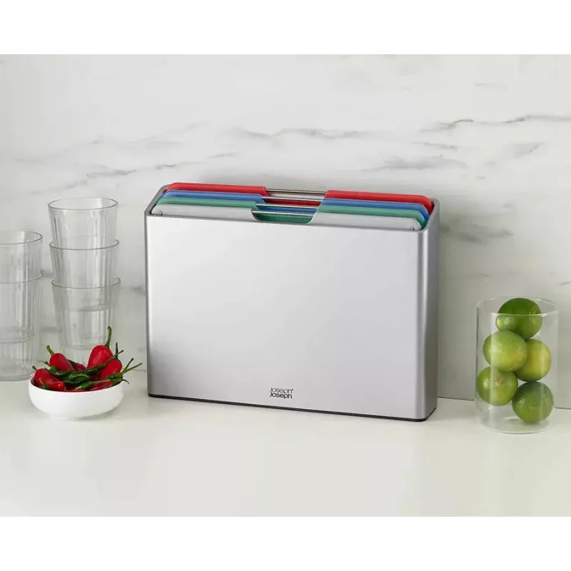 Joseph Joseph Folio Steel L Schneidebrett-Set, 4 Bretter, Silber