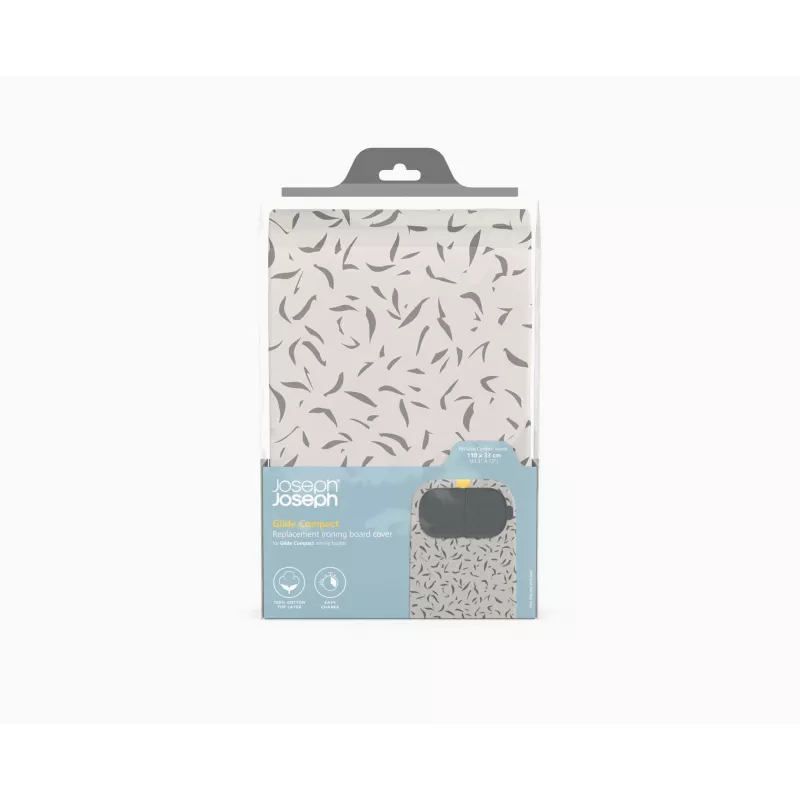 Joseph Joseph Glide Compact Bügelbrettbezug für Bügelbretter 110 x 33 cm, Oberschicht aus 100 % Baumwolle mit weicher Polsterung, ecru (50048)
