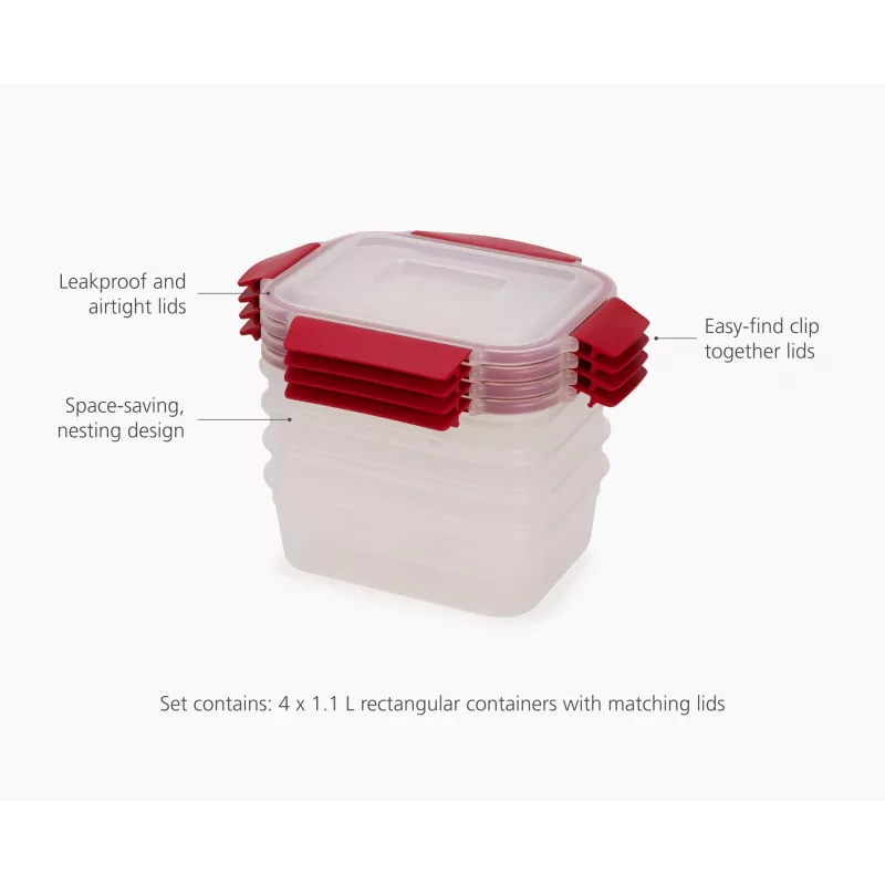 Joseph Joseph Nest Lock 4-teiliges rotes Lebensmittelbehälter-Set 1,1 L
