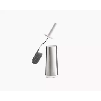 Joseph Joseph Flex 70517 Edelstahl-Toilettenbürste mit Silikonkopf, Silber/Grau