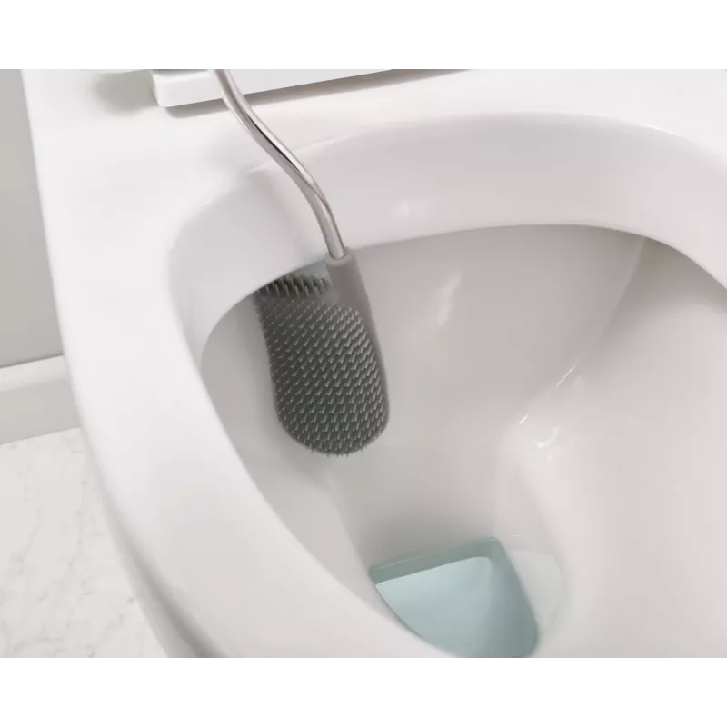 Joseph Joseph Flex 70517 Edelstahl-Toilettenbürste mit Silikonkopf, Silber/Grau