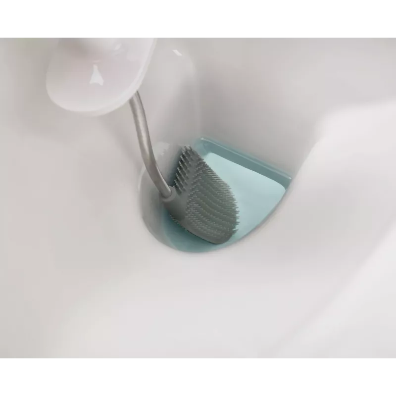 Joseph Joseph Flex 70517 Edelstahl-Toilettenbürste mit Silikonkopf, Silber/Grau